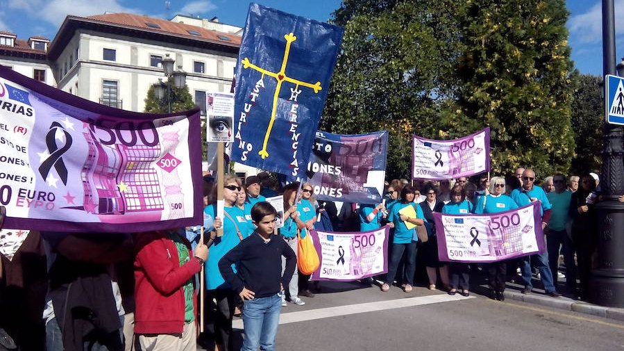 La concentración, que tuvo lugar hoy en Oviedo.