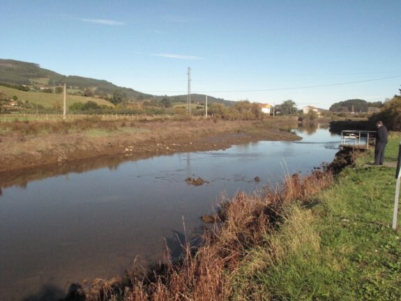 Un vecino de Villaviciosa observa el estado actual de la ría maliaya. 