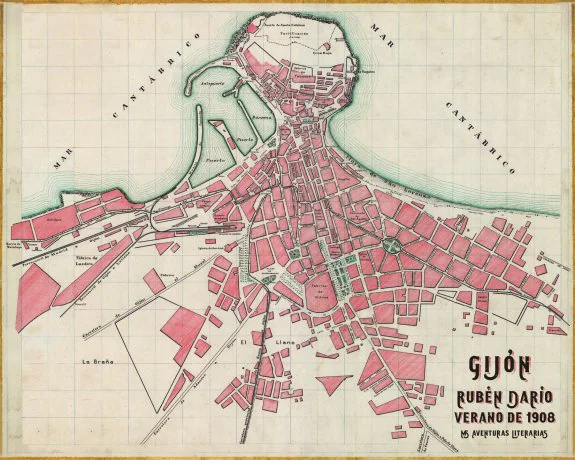 El mapa histórico de Gijón está basado en un plano de población del año 1919.