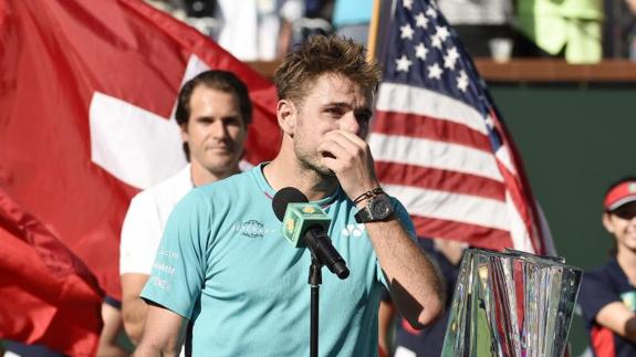 Wawrinka, emocionado durante su discurso. 