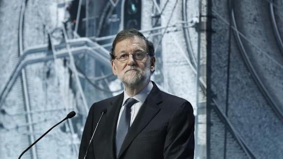 Mariano Rajoy, durante la presentación en Barcelona. 