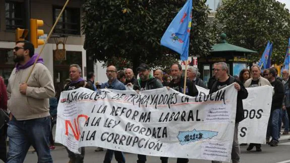 Manifestación celebrada esta mañana en Gijón. 