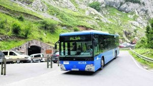 Con el Plan de Transporte a Poncebos operativo los turistas acceden al Parque Nacional en autobuses lanzadera cuando el aparcamiento está completo. ::
ACEBAL