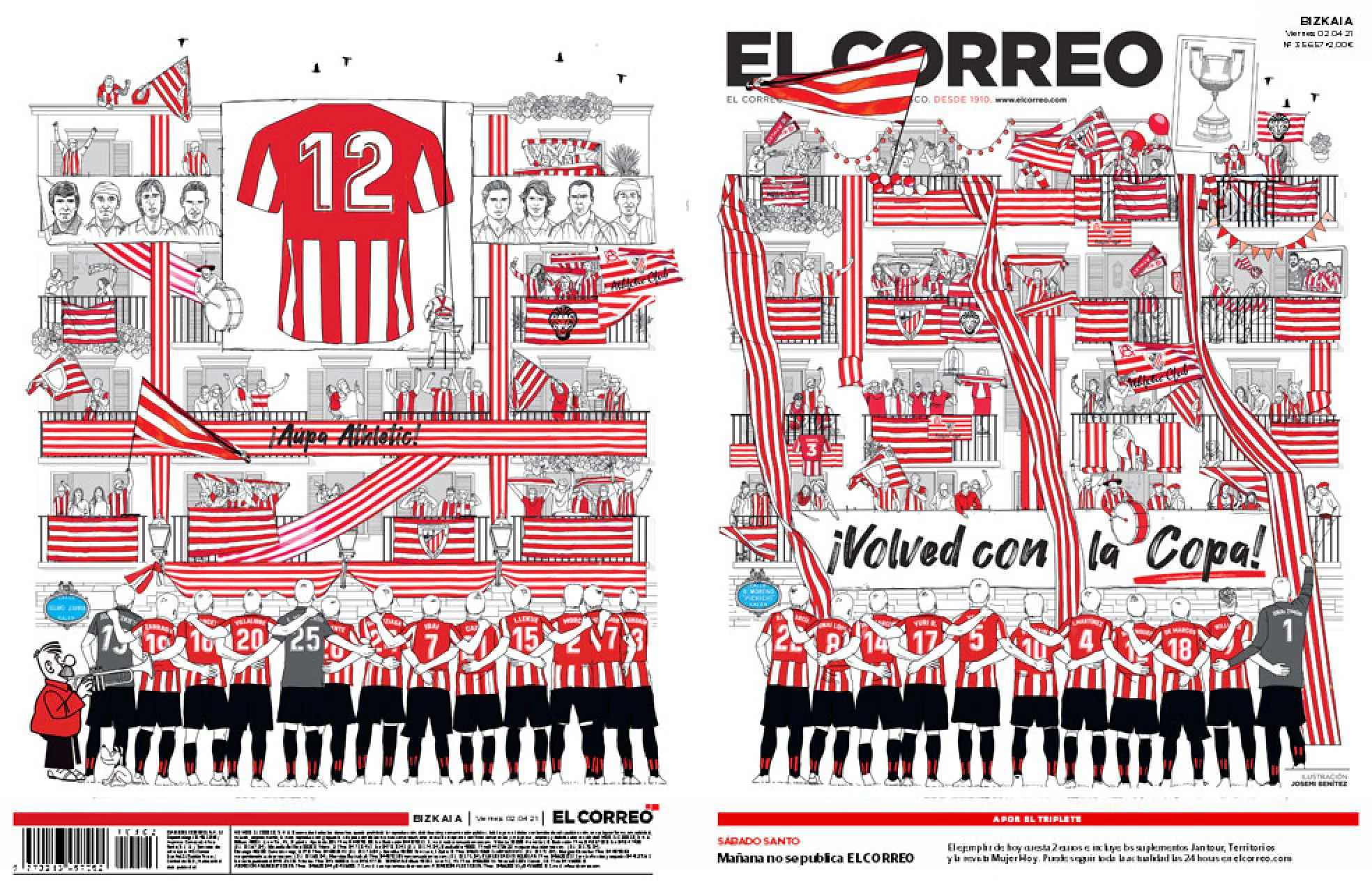 La última portada de EL CORREO antes de la final: «¡Volved con la Copa!»