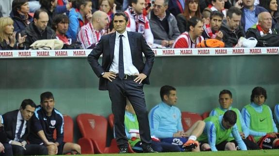 Ernesto Valverde durante el partido ante el Sevilla.