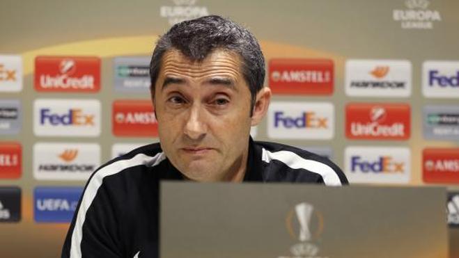 Ernesto Valverde, en rueda de prensa. 