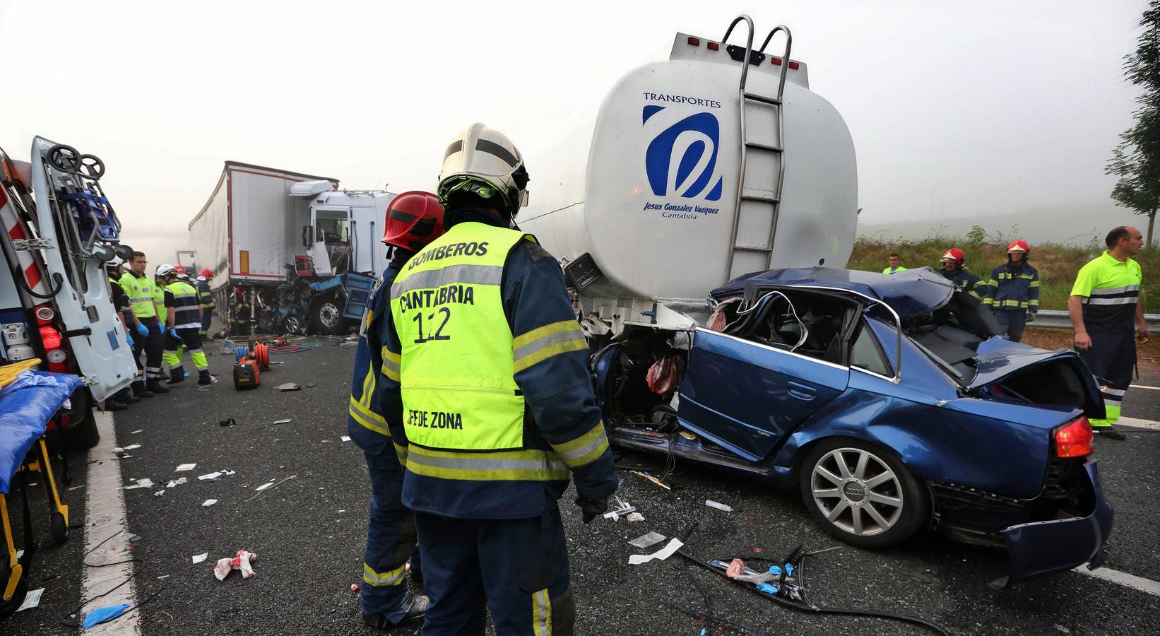 Grave accidente múltiple en la A-8 en Cabezón de la Sal