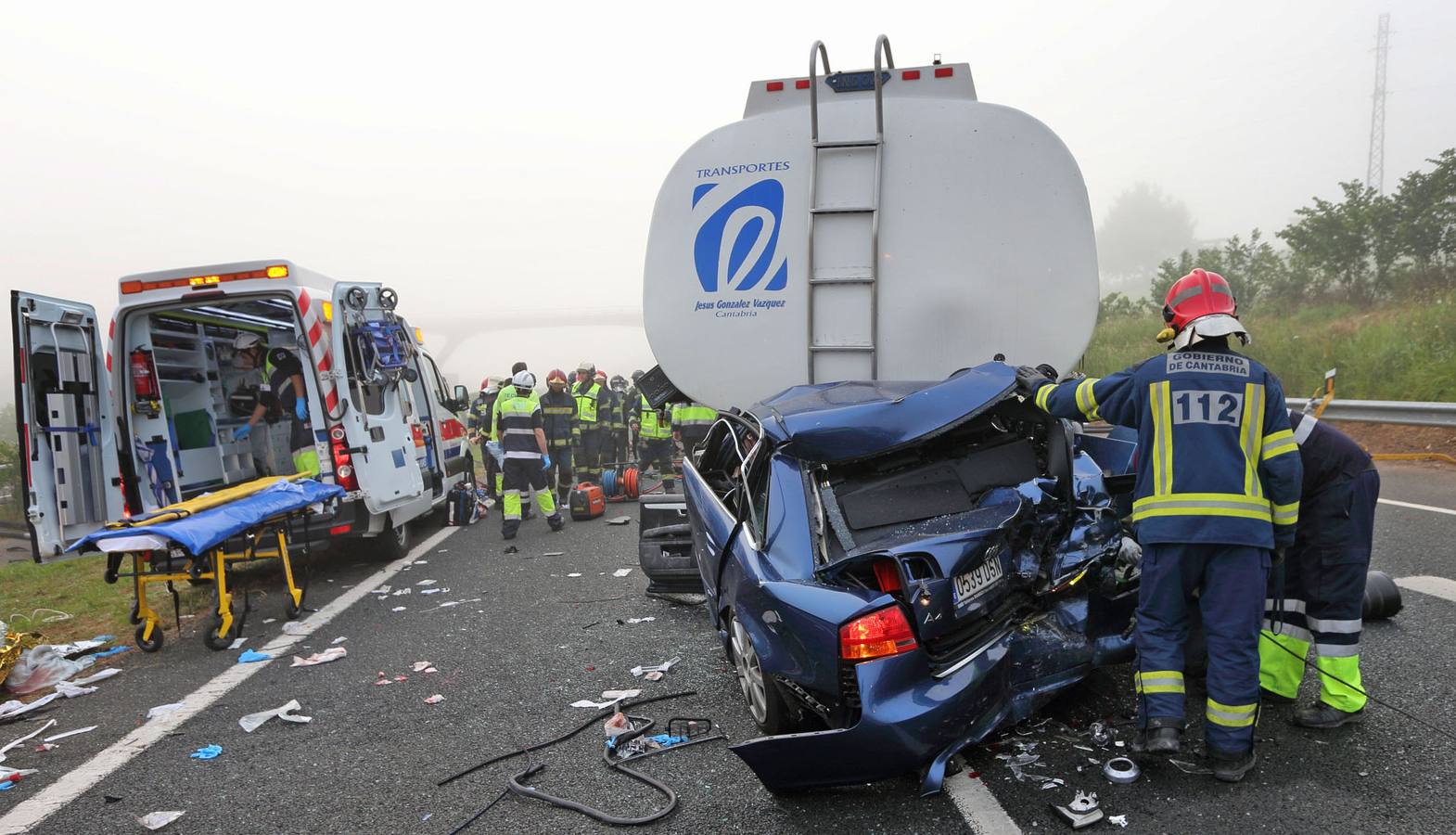 Grave accidente múltiple en la A-8 en Cabezón de la Sal