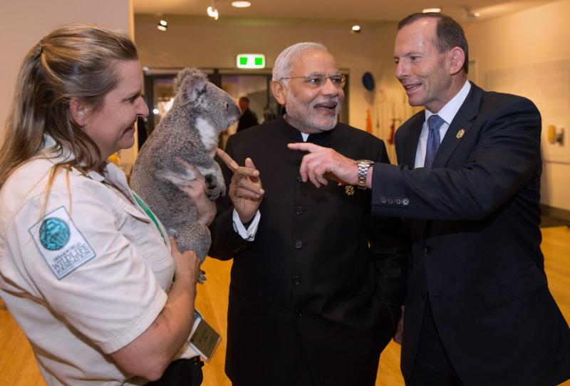 El primer ministro de India Narendra Modi, y Abbott.