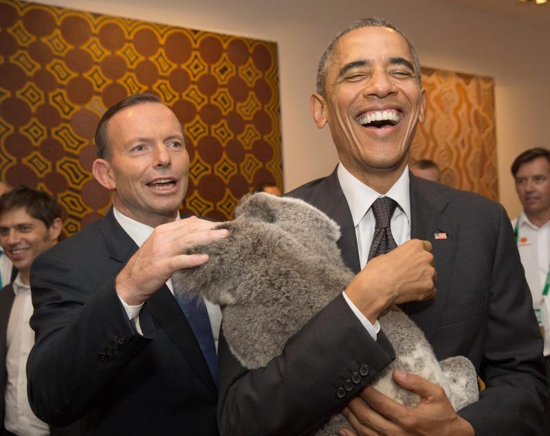 El presidente de Estados Unidos Barack Obama y el primer ministro de Australia Tony Abbott.