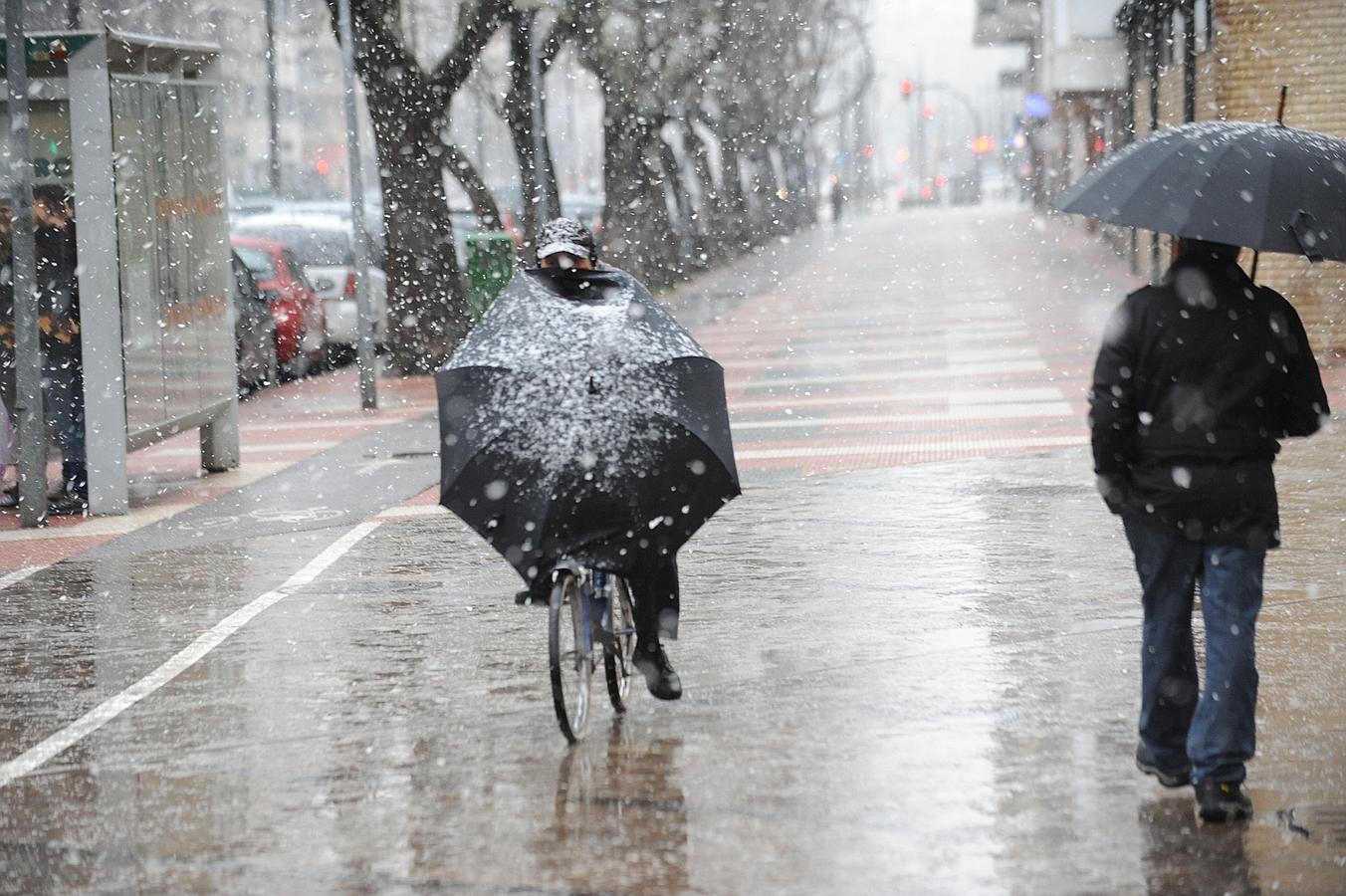 Vitoria saluda la primavera con una inesperada nevada