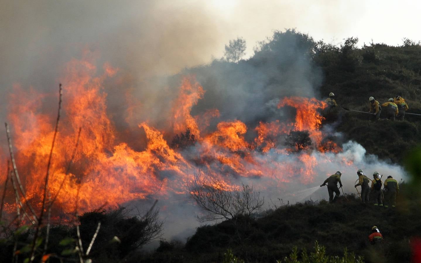 El incendio declarado en Berango, en imágenes