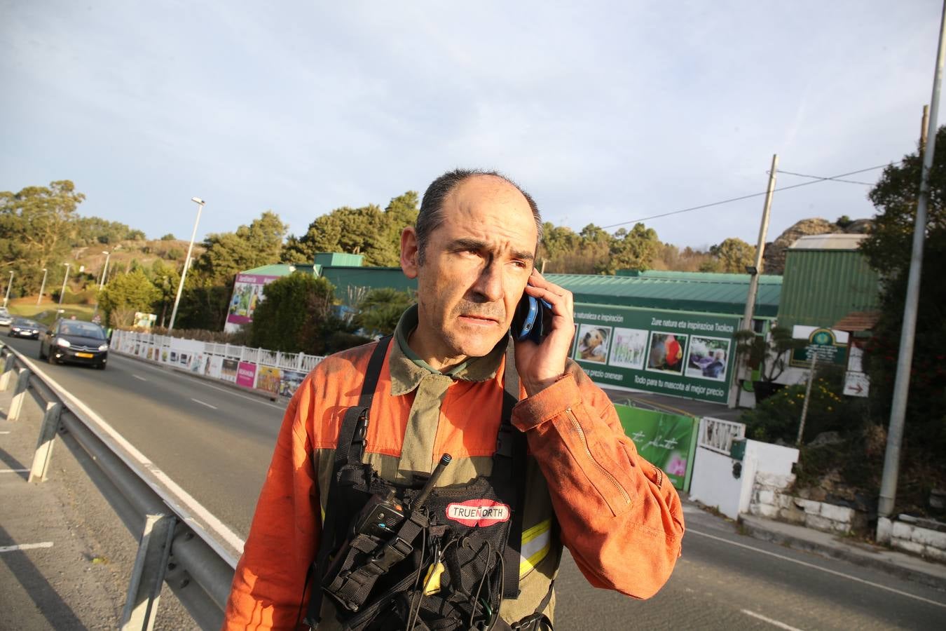 La lucha contra el fuego en Berango