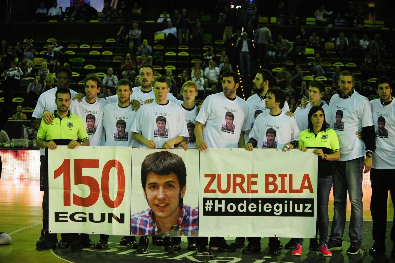 El deporte sigue sin olvidar a Hodei. El Bilbao Basket también muestra su apoyo al cumplirse 150 días de su desaparición.