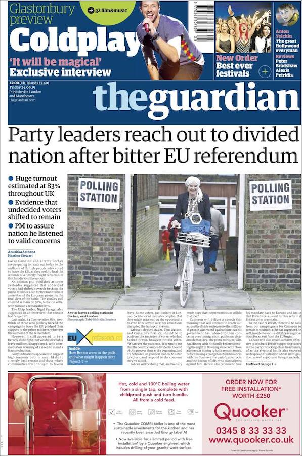 Así ve la prensa británica la salida de Reino Unido de la UE