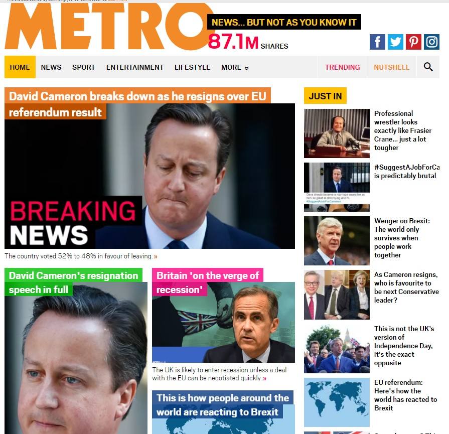 Así ve la prensa británica la salida de Reino Unido de la UE