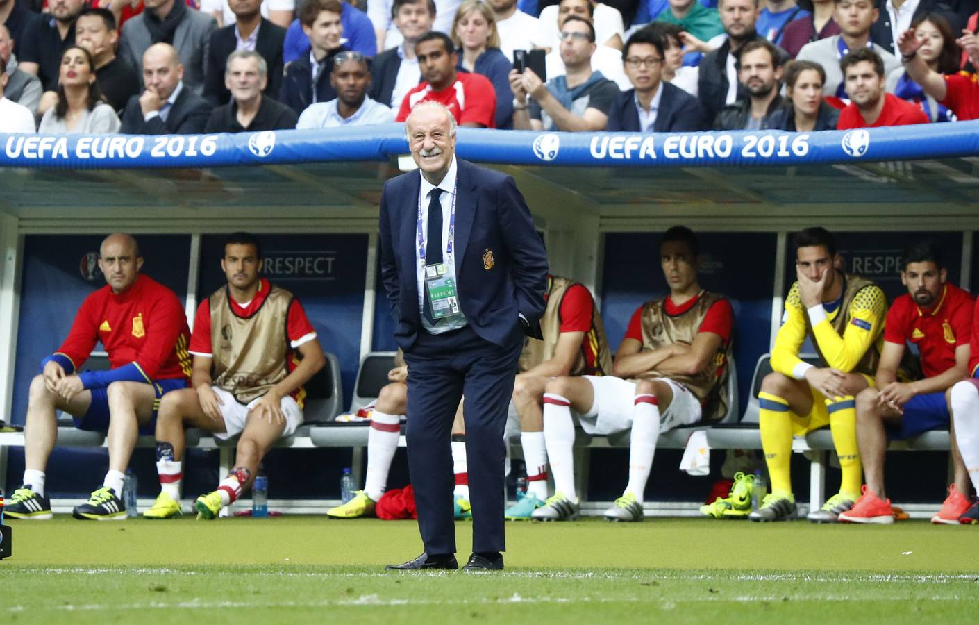 Vicente del Bosque, en el último partido de España en la Eurocopa 2016. España perdió ante Italia 1-0 en octavos de final el 27 de junio de 2016.