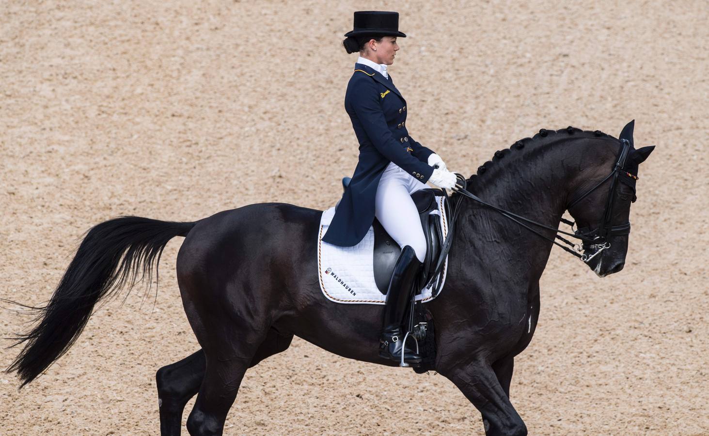 La alemana Kristina Broring-Sprehe, en la prueba de hípica.