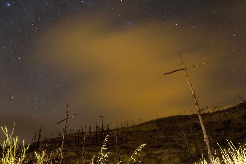 Aspecto que ofrecía esta madrugada el cielo desde Marganell (Barcelona)