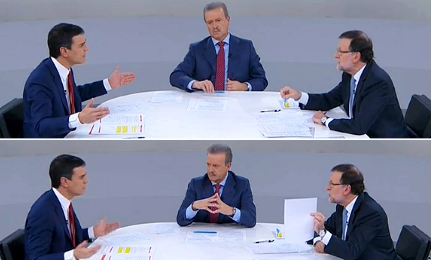 Cara a cara entre Sánchez y Mariano Rajoy previo a las elecciones de finales de 2015.