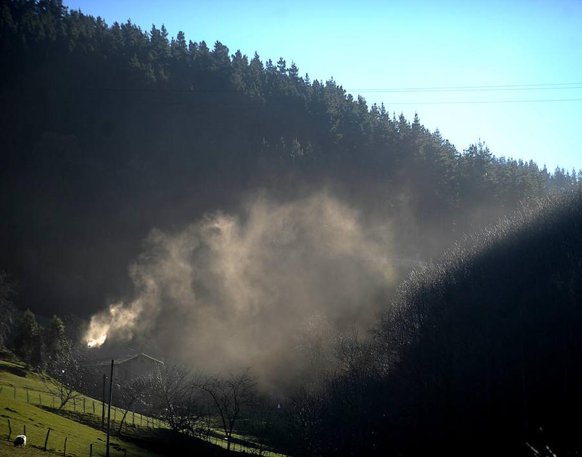 Así de fría estaba la mañana en El Regato y en Otxandio