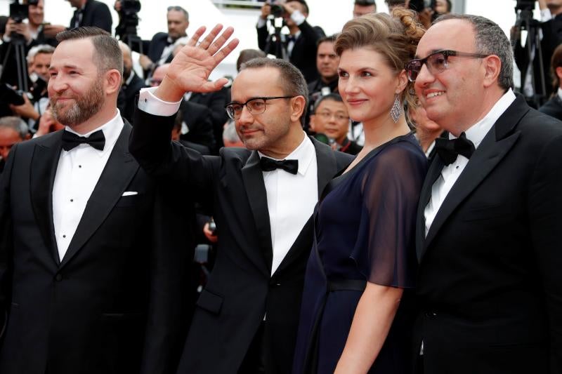 El actor Alexey Rozin, el director Andrey Zvyagintsev,  la actriz Maryana Spivak y el productor Alexander Rodnyansky.