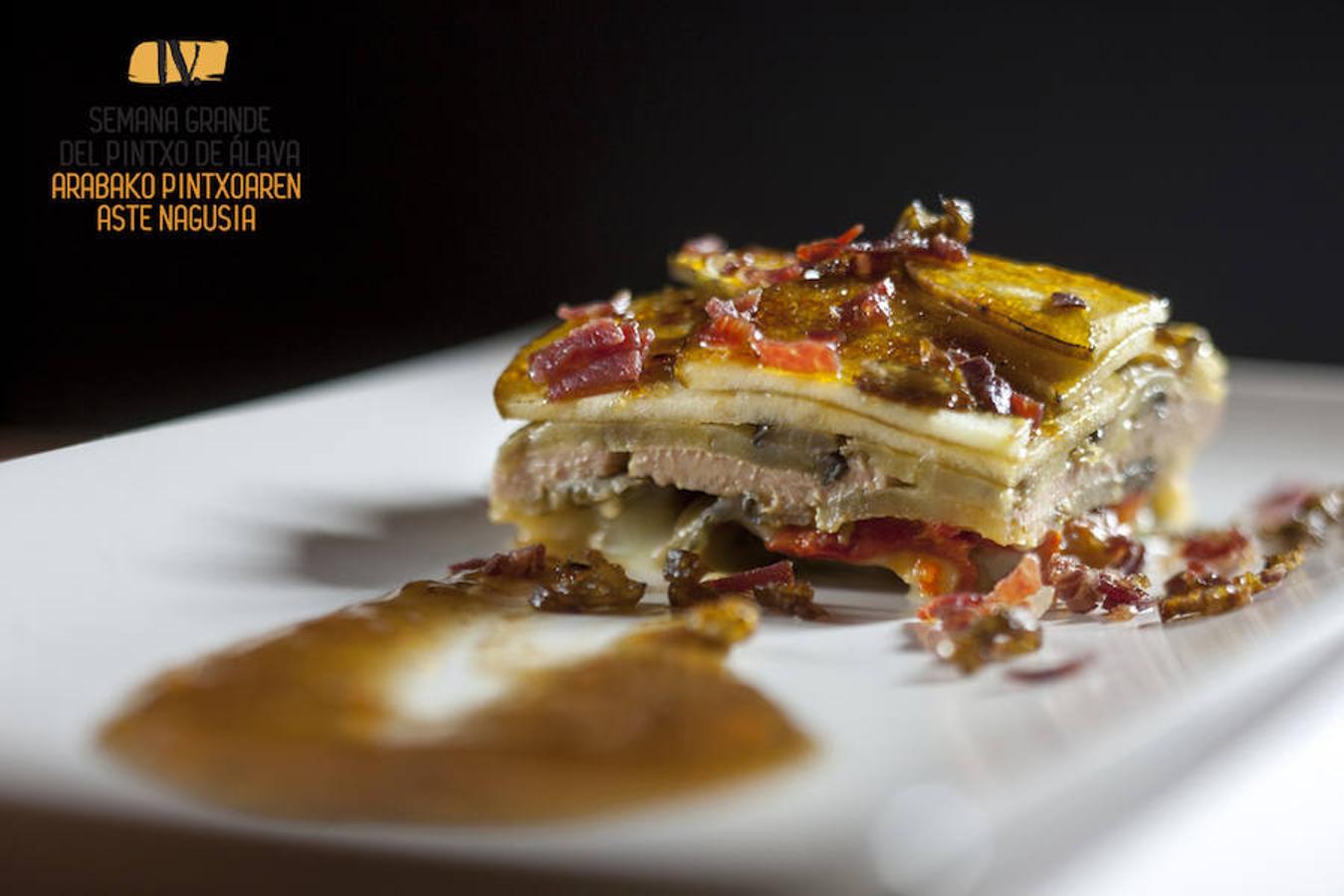 Milhojas de parfait de pato con verduras e Idiazabal. Fernando Suárez, Izaga (Vitoria-Gasteiz)