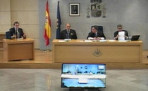 Rajoy durante su declaración en la Audiencia Nacional.