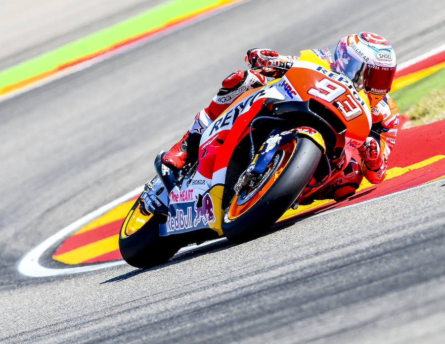 El español Marc Márquez se situó como líder en solitario del Mundial de MotoGP tras imponerse este domingo en el Gran Premio de Aragón. 