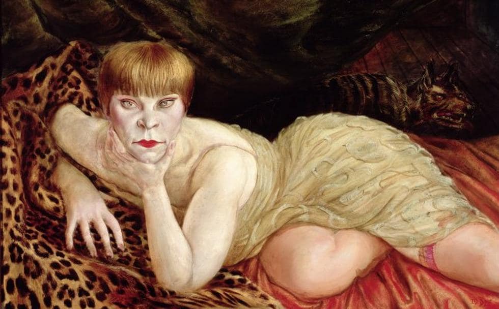 'Mujer recostada sobre una piel de leopardo' (la actriz Vera Simailova), Otto Dix , 1927.