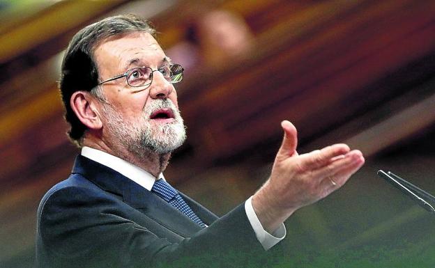 Rajoy, durante su intervención ante el pleno del Congreso ayer por la tarde.