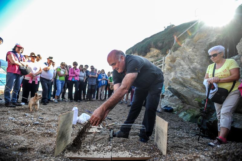 Medio centenar de interesados en la geología, la arqueología y la paleontología visitaron este sábado esta costa tan espectacular y pudieron recrear la vida de hace millones de años