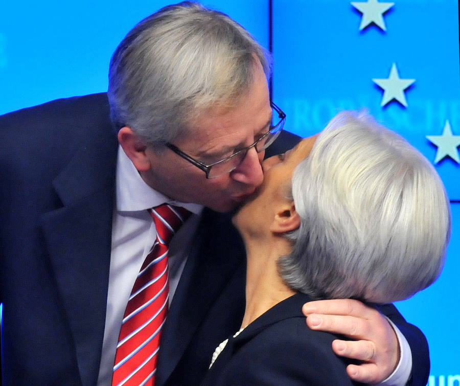 Jean-Claude Juncker y la directora gerente del Fondo Monetario Internacional, Christine Lagarde