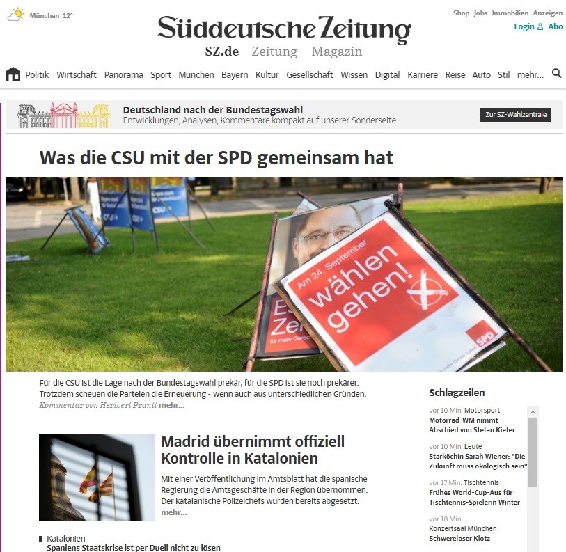 El periódico alemán 'Süddeutsche Zeitung'.