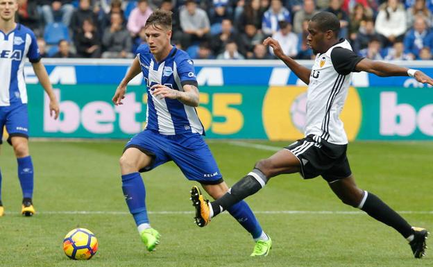 Vigaray, durante el partido ante el Valencia. 