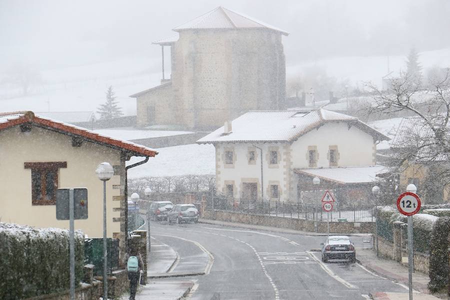 La nieve cubre de blanco el territorio alavés