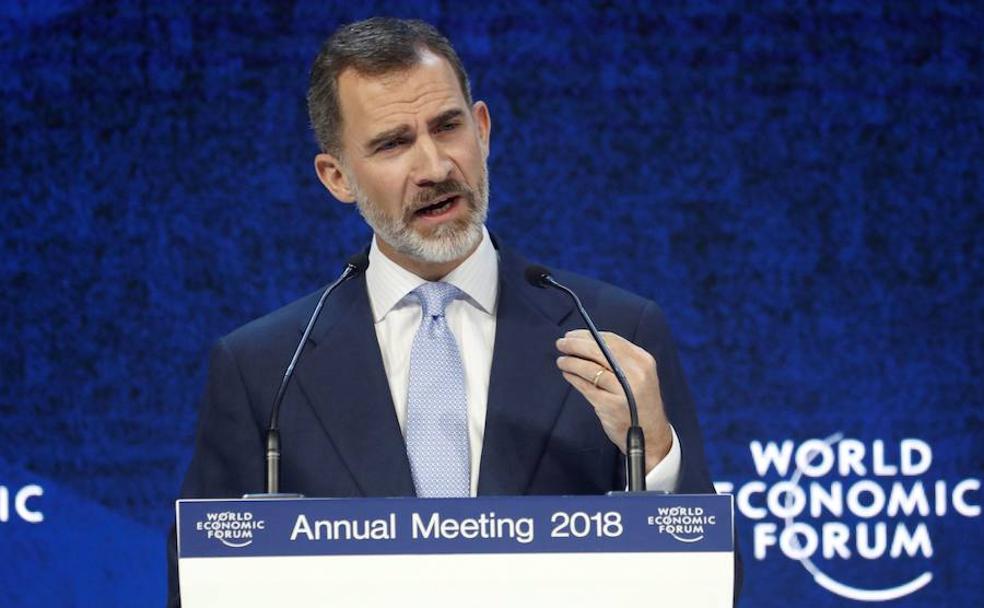 El Rey, en un momento del discurso que ofreció en el Foro de Davos.