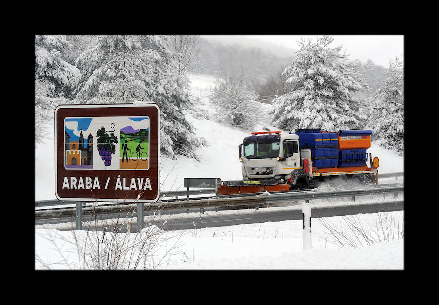 Vitoria amanece bajo un manto blanco