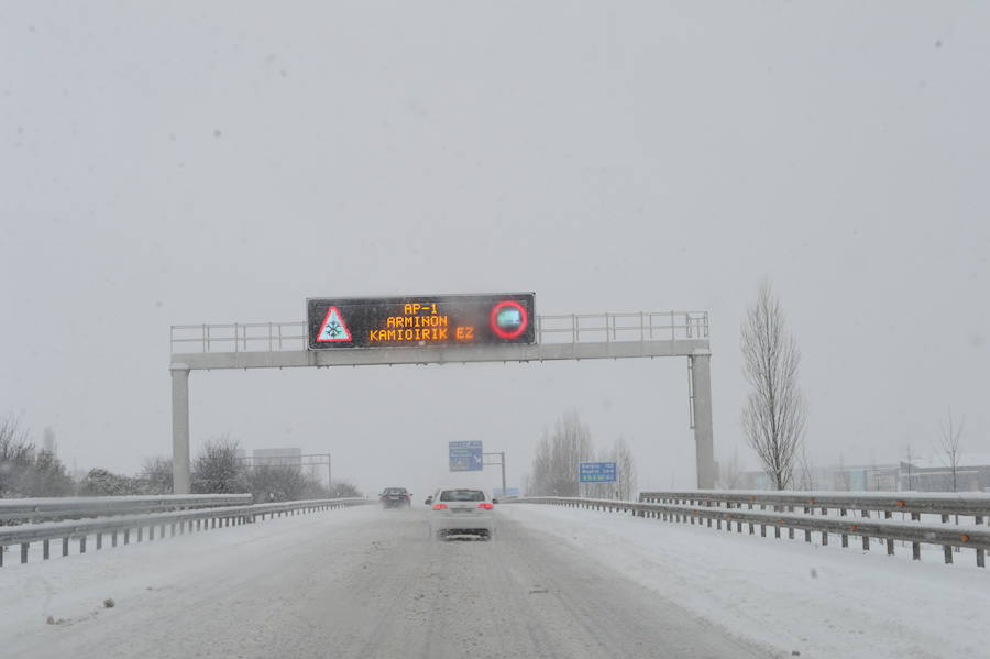 Fotos: La nieve colapsa las carreteras alavesas