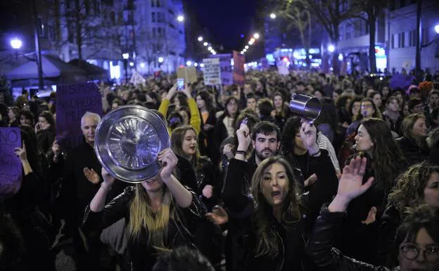 Foto de la manifestación feminista en Bilbao el 8 de marzo de 2018, Día Internacional de las Mujeres.