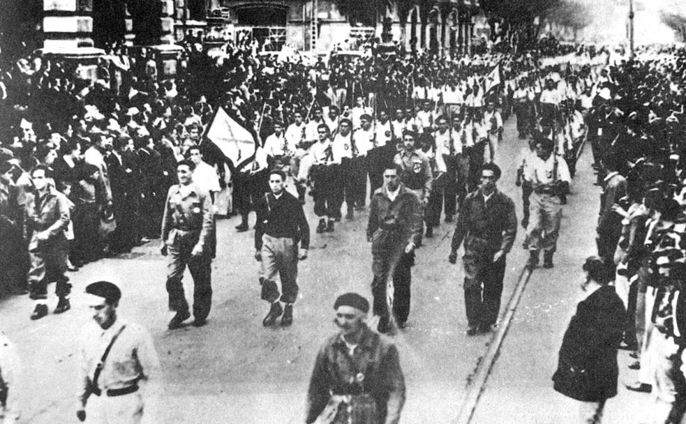 La tropas franquistas entran en Bilbao el 19 de julio de 1937. 
