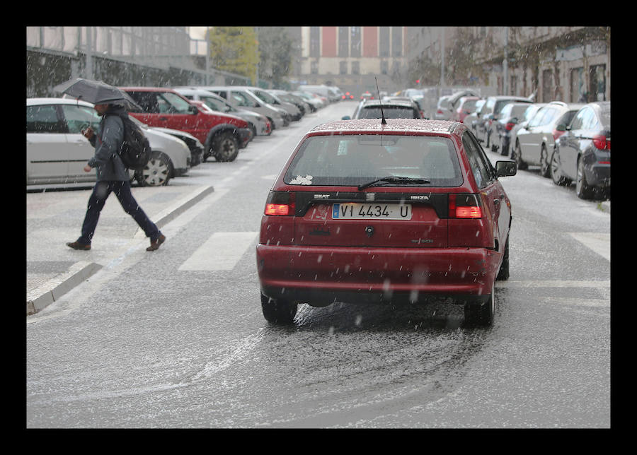 Fotos: Una fugaz granizada sorprende en Vitoria