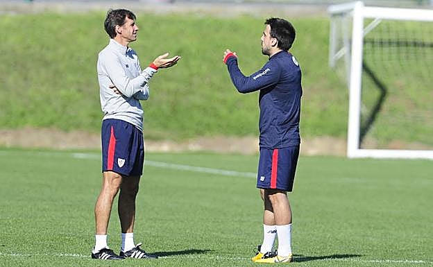 Ziganda y Beñat, en un entrenamiento.