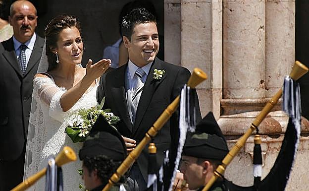 Paula Echevarría y David Bustamante durante su boda.