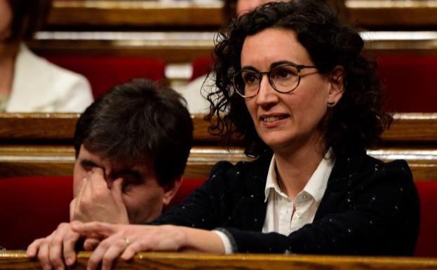 La secretaria general de ERC, Marta Rovira, durante el pleno de investidura.