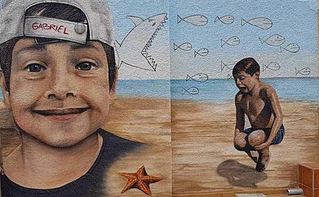 El emotivo mural de unos 'grafitteros' vascos al pequeño Gabriel