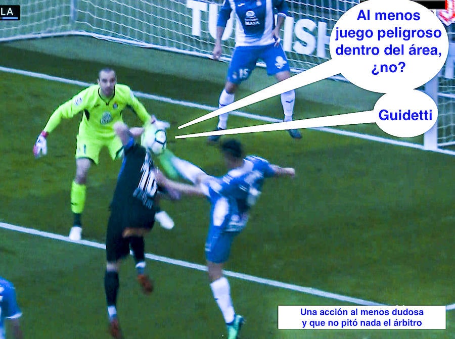 Imagen de la jugada donde Guidetti se jugó el físico.