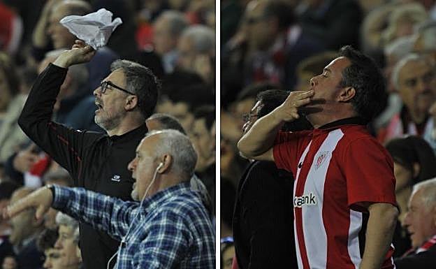 Pitos y pañuelos en San Mamés al descanso