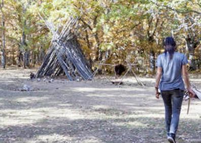 Imagen secundaria 1 - Una manada de tarpanes pasta en la reserva, chozas típicas de los pobladores ancestrales en el bosque y un caballo de Przewalski.