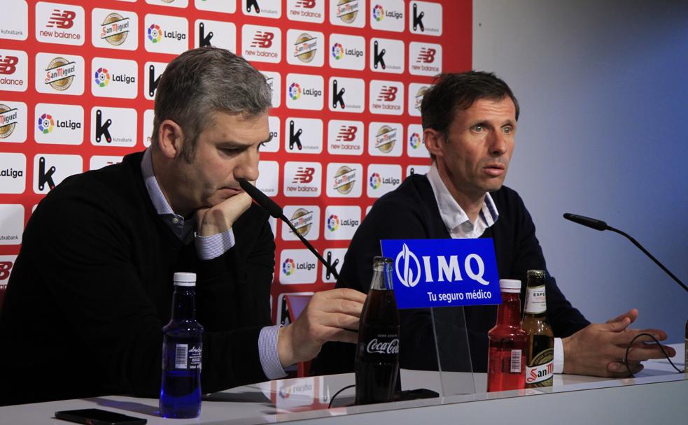 Urrutia y Ziganda, durante la rueda de prensa de Lezama. 